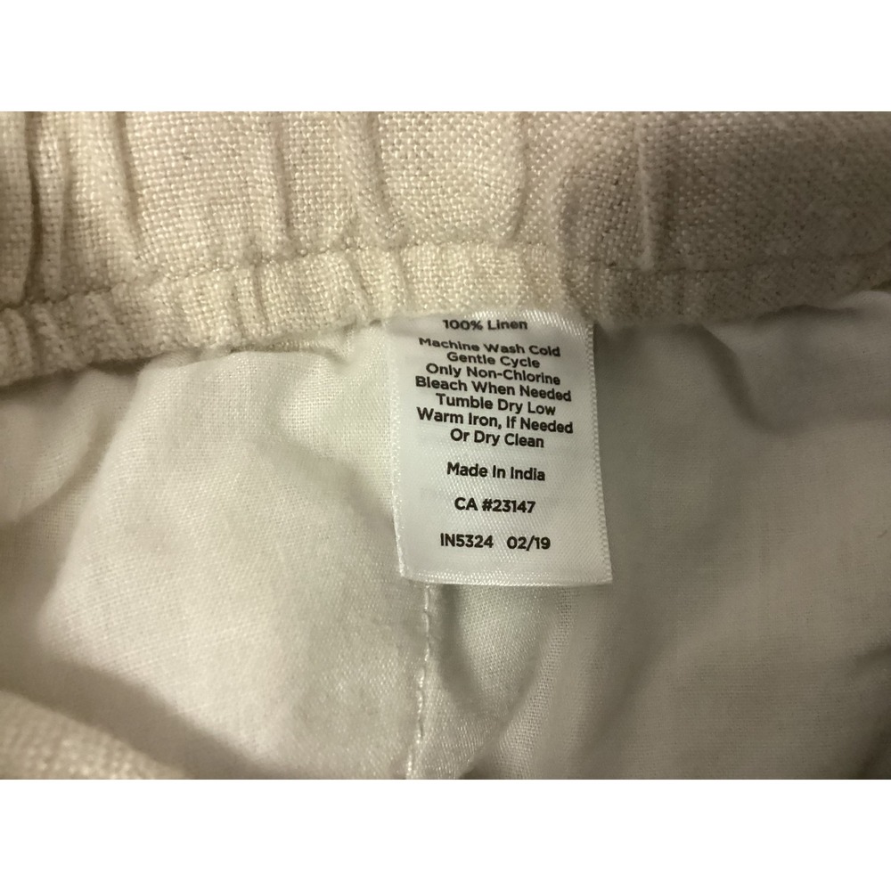Talbots Linen Shorts Womens XL Beige Elastic Drawstring Waist Tassel Pocket - Picture 5 of 11